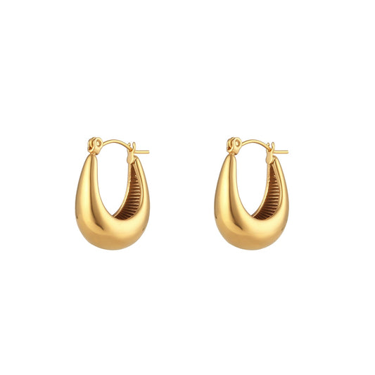 2021 New Daily Basic Hollow U Shape Hoop Earrings For Women Small Gold Plated Stainless Steel Earrngs Tarnish Free Jewelry