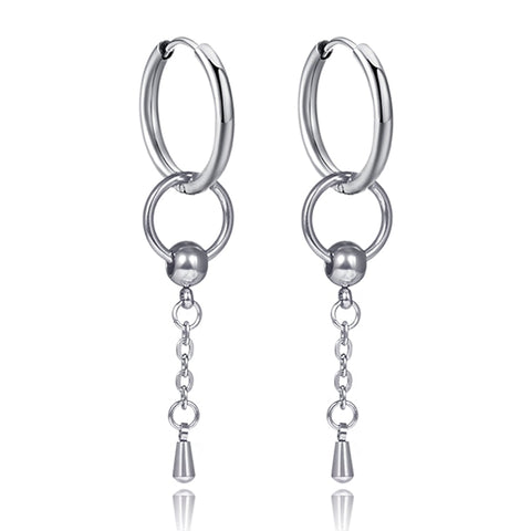 New Punk Stainless Steel Chain Hoop Earrings