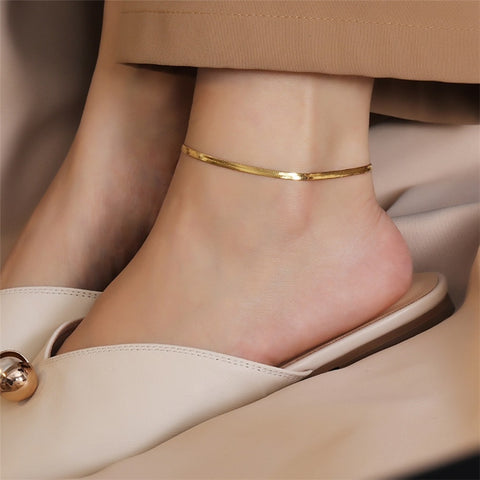 Women Stainless Steel Snake Chain Anklet