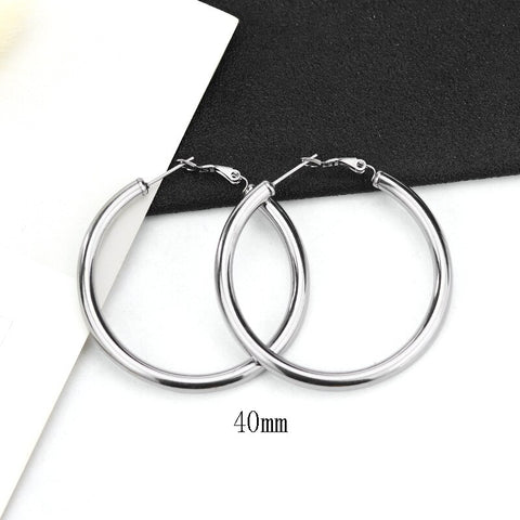 2 Pc New Stainless Steel Hoop Earrings Big Gold Circle Twist Earrings for Women Non Tarnish Accessories Jewelry Girl Party Gift