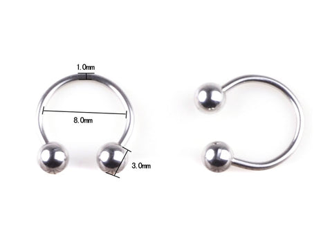 PINKSEE 10Pcs 316L Surgical Stainless Steel Circular Barbells Horseshoe 18g Lip Ring Eyebrow Nose Studs Body Piercing Jewelry