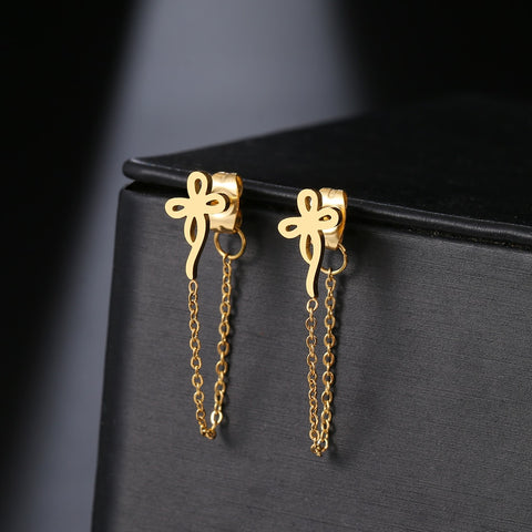 Stainless Steel Earrings 2022 Trend Cross Geometric Element Stars Heart Fashion Tassel Chain Earrings For Women Jewelry Friends