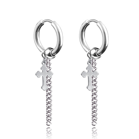 New Punk Stainless Steel Chain Hoop Earrings