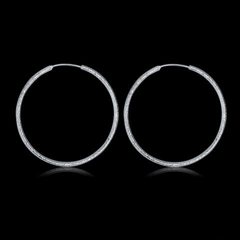 Free Shipping 925 Sterling Silver Simple Scrub 3.5cm/5.0cm Hoop Earrings for Women Trendy Jewelry Earrings