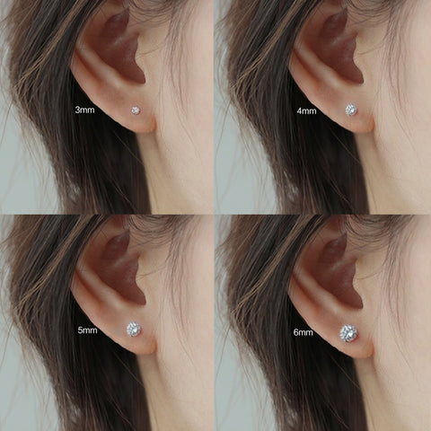 Fashion Cute Tiny Clear Crystal CZ Stud Earrings