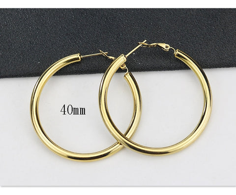 2 Pc New Stainless Steel Hoop Earrings Big Gold Circle Twist Earrings for Women Non Tarnish Accessories Jewelry Girl Party Gift