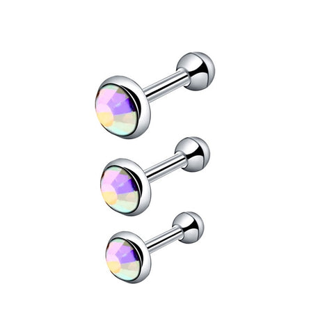 3Pcs/set Surgical Steel Earring For Women Tragus Cartilage Piercing Barbells Ear Studs Jewelry Mixed 3mm 4mm 5mm