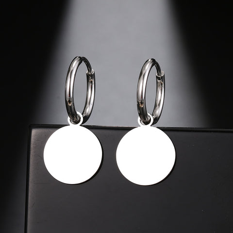 Stainless Steel Earrings New Round Coin Plated Hoops Earrings 2022 Trend Charm Earrings For Women Jewelry Party Best Gifts