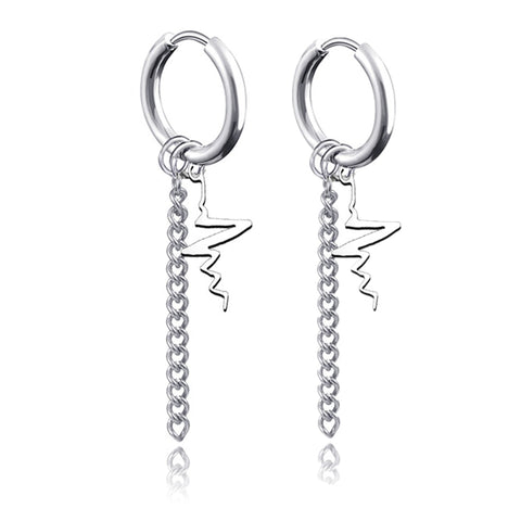 New Punk Stainless Steel Chain Hoop Earrings