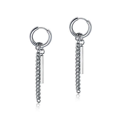 New Punk Stainless Steel Chain Hoop Earrings