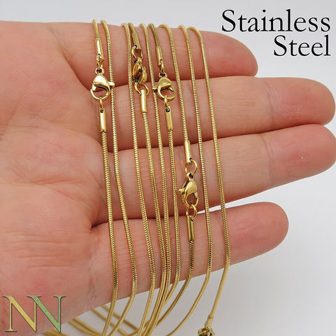 20 Pcs- Stainless Steel Necklace Chain, Tarnish Free Gold Necklaces for Women, 1.2mm Snake Chain for Necklace for Jewelry Making