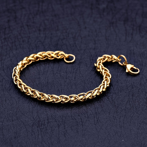 2020 New Stainless Steel Plated Gold Keel Chain Bracelet Fashion Jewelry For Women and Men Wedding Birthday Party Gift 4/5/6MM