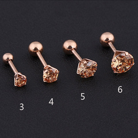 Medical Stainless steel Crystal Zircon Ear Studs Earrings