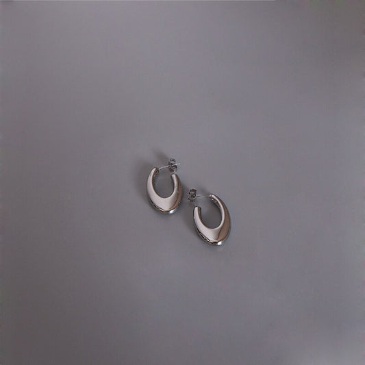 2021 Vintage Style 18K Gold Titanium Steel Oval U-Shaped Hoop Earring 316L Stainless Steel Stud Earring For Women Tarnish Free