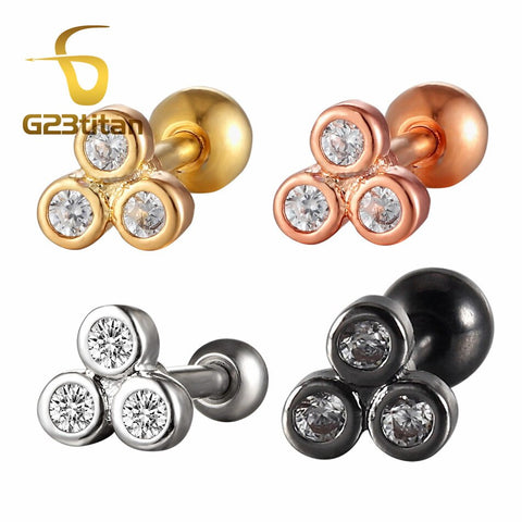 16G 6mm Stainless Steel Tragus Ring CZ Zircon Copper Cartilage Helix Earrings Surgical Ear Stud Piercing Jewelry Body Accessory