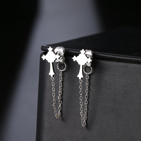 Stainless Steel Earrings 2022 Trend Cross Geometric Element Stars Heart Fashion Tassel Chain Earrings For Women Jewelry Friends