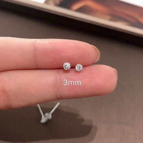 Fashion Cute Tiny Clear Crystal CZ Stud Earrings