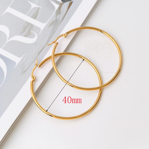 2 Pc New Stainless Steel Hoop Earrings Big Gold Circle Twist Earrings for Women Non Tarnish Accessories Jewelry Girl Party Gift