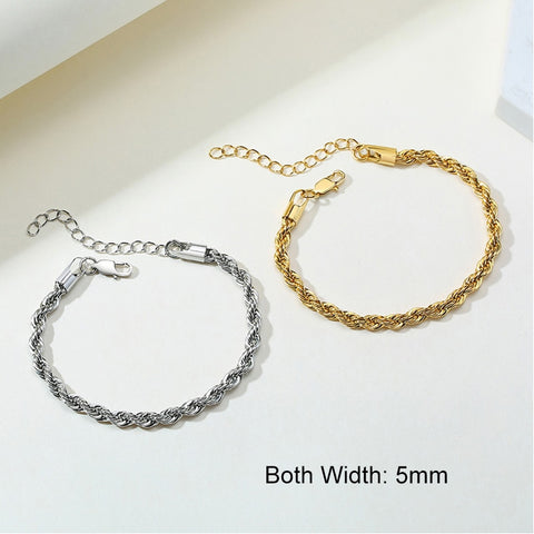 Vnox Charming Flash Twisted Rope Chain Bracelets for Women Lady, Stainless Steel Wrist Jewelry Length Adjustable