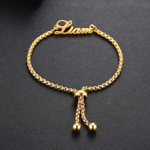 Vnox Women Personalize Custom Name Bracelets Female Girl Gifts Anti Allergy Stainless Steel Chain Length Adjustable