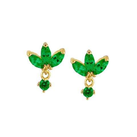 Women Green color Zircon Small Hoop Earrings