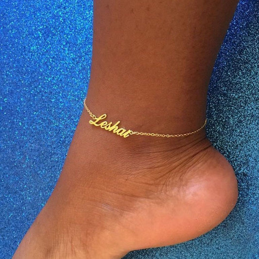 Custom Name Anklets For Women Stainless Steel Gold Chain Personalized Foot Anklet Bohemian Beach Summer Jewelry Fashion Gift BFF