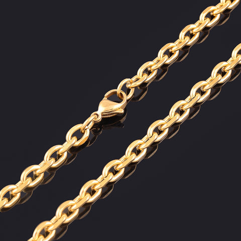 1.6/2.4/3/4/5mm Mens and Women Cuban Chain Fashion Gold Tone Stainless Steel Oval Necklace Top quality Fashion Jewelry