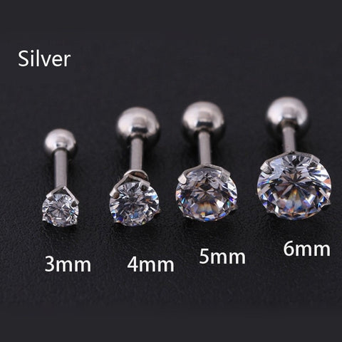 Steel Needle Zircon Crystal Stud Earrings