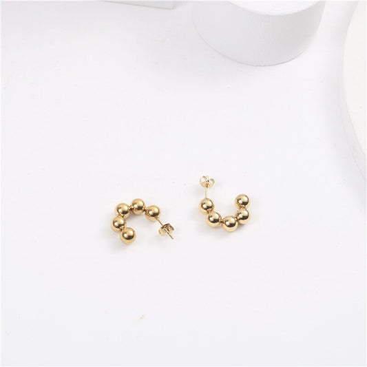 Joolim High Quality PVD Gold Finish Beads String Stainless Steel Hoop Earring Tarnish Free Gold Jewelry