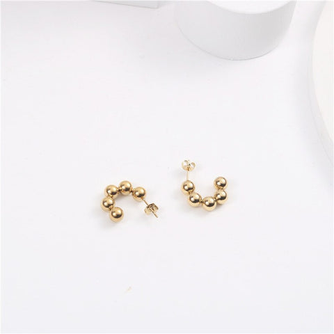 Joolim High Quality PVD Gold Finish Beads String Stainless Steel Hoop Earring Tarnish Free Gold Jewelry