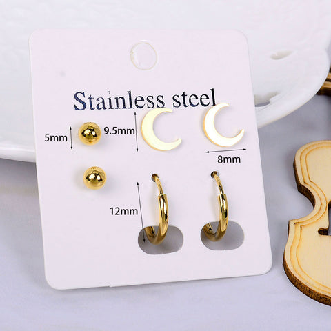 Stainless Steel Earrings Small Cute Butterfly Star Moon Heart Stud Earrings Set Punk Piercing Earing Women&#39;s Minimalist Jewelry