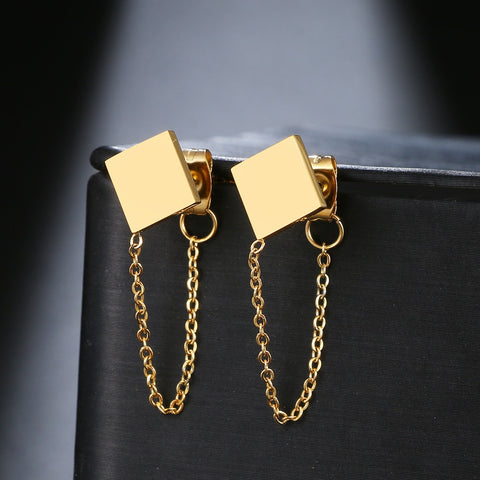 Stainless Steel Earrings 2022 Trend Cross Geometric Element Stars Heart Fashion Tassel Chain Earrings For Women Jewelry Friends