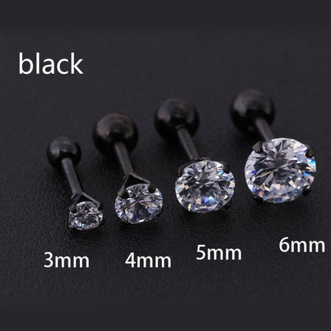 Steel Needle Zircon Crystal Stud Earrings