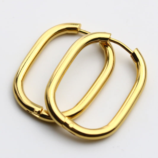 New Statement Stainless Steel Hoop Earrings Chunky Square Geometric Circle Gold Color Dangle Earings for Women Party Daily Wear