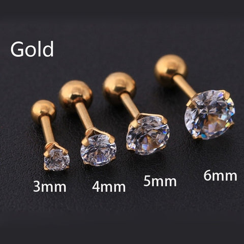 Steel Needle Zircon Crystal Stud Earrings