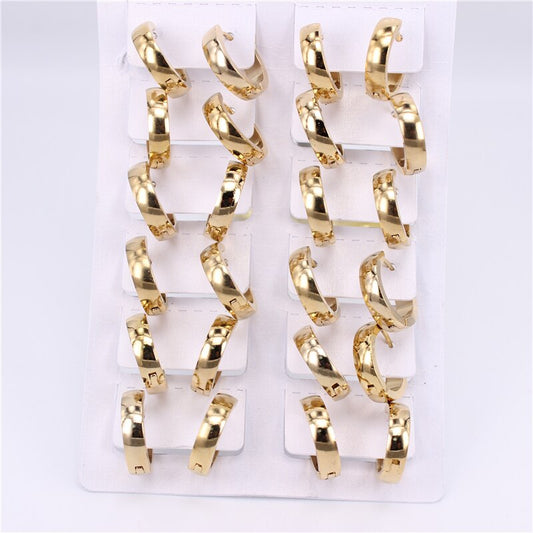 Diameter 12mm15mm17mm20mm multiple sizes buckle earrings Fashion Women Stainless steel earrings 4mm wide 12 pairs/piece SL100