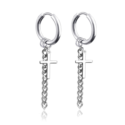 New Punk Stainless Steel Chain Hoop Earrings