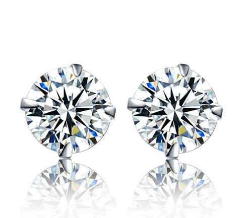 Fashion Cute Tiny Clear Crystal CZ Stud Earrings