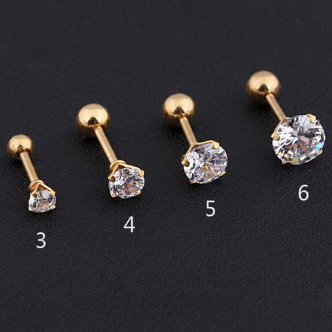 Medical Stainless steel Crystal Zircon Ear Studs Earrings