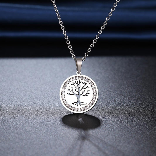 CACANA 316L stainless steel Life Tree Necklace NEW Crystal Rhinestone Necklaces For Women Wedding Valentine's Day Gifts N2116