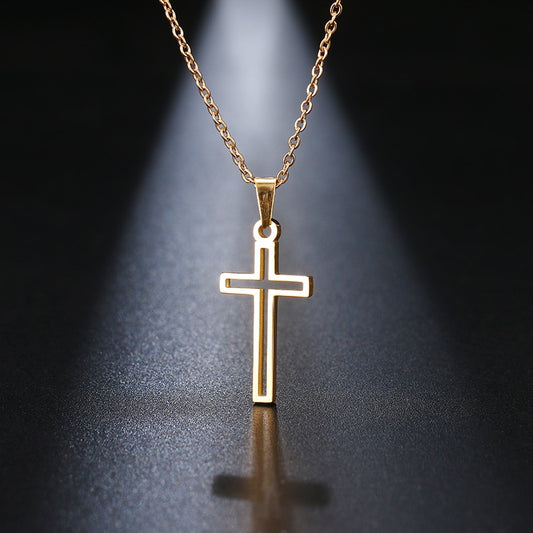 DOTIFI Stainless Steel Necklace For Women Lover&#39;s Gold And Rose Gold Color Chain Cross Necklace Small Cross Religious Jewelry