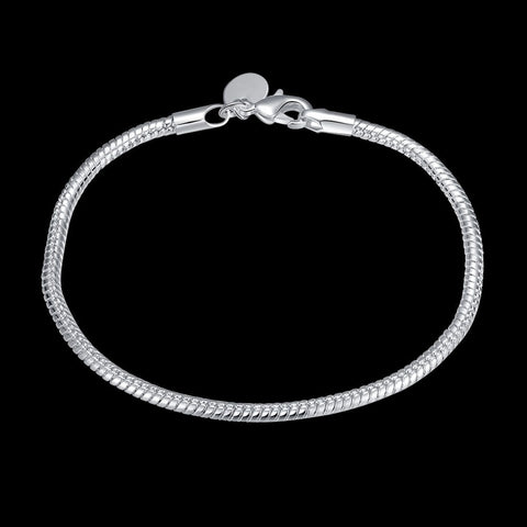 New Arrival 925 Sterling Silver Jewelry 3mm Snake Chain Bracelets for Women Men Trendy Jewelry