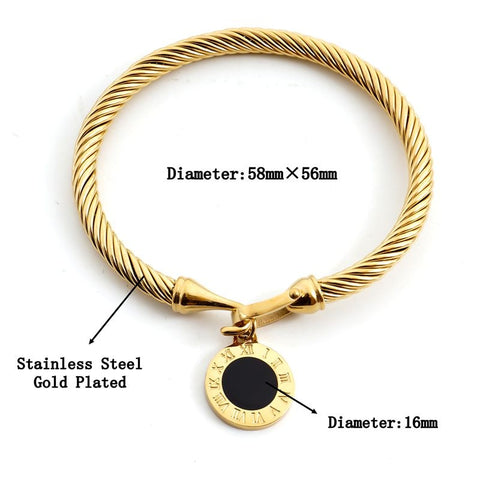 MSX Fashion Gold Plating Stainless Steel Bangles Bracelets Vintage Love Roman Numerals Wristband Bracelets Bangles For Men Women