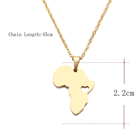 DOTIFI  Stainless Steel Necklace For Women Man Africa Map Gold And Silver Color Pendant Necklace Engagement Jewelry