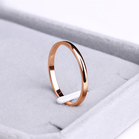 CACANA Stainless Steel Rings Rose Gold Anti-allergy Smooth Simple Wedding Couples Rings Bijouterie