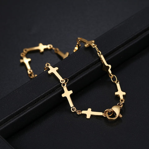 CACANA Stainless Steel Chain Bracelets For Man Women Gold Silver Color For Pendant Cross Donot Fade Jewelry N1778