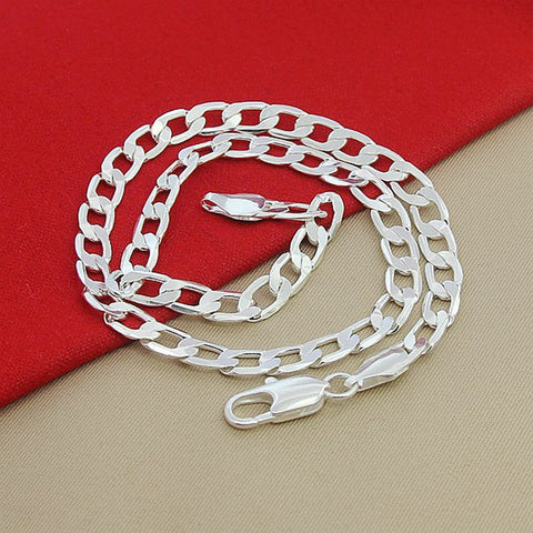 Men 8MM Hip Hop Chain Necklaces 925 Sterling Silver Jewelry AAA Quality Statement Necklace For Male 16-18-20-24 Inches