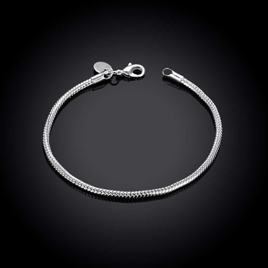 New Arrival 925 Sterling Silver Jewelry 3mm Snake Chain Bracelets for Women Men Trendy Jewelry