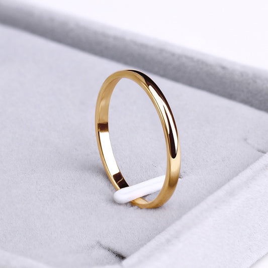 CACANA Stainless Steel Rings Rose Gold Anti-allergy Smooth Simple Wedding Couples Rings Bijouterie