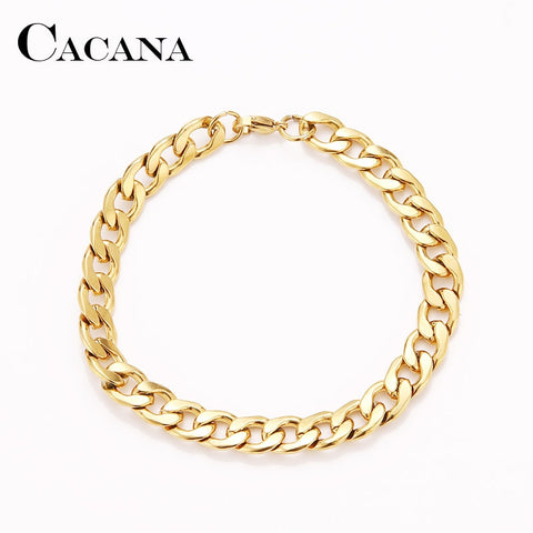 CACANA Stainless Steel Chain Bracelets For Man Women Gold Silver Color For Pendant 2.3NK Donot Fade Jewelry N1764